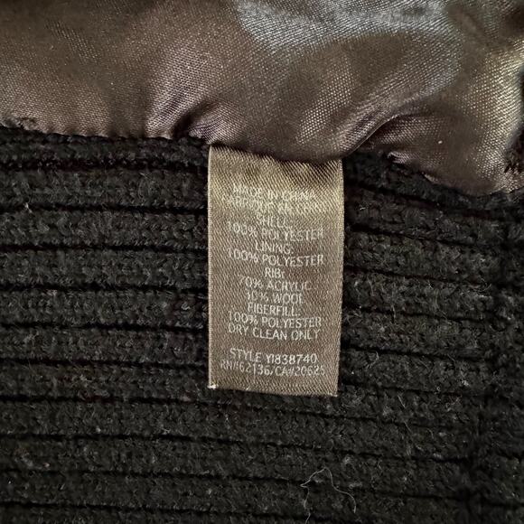 Vintage Guess Jeans Womens S Black Vest Quilted Multi Fabric Sweater High Collar - Picture 8 of 9